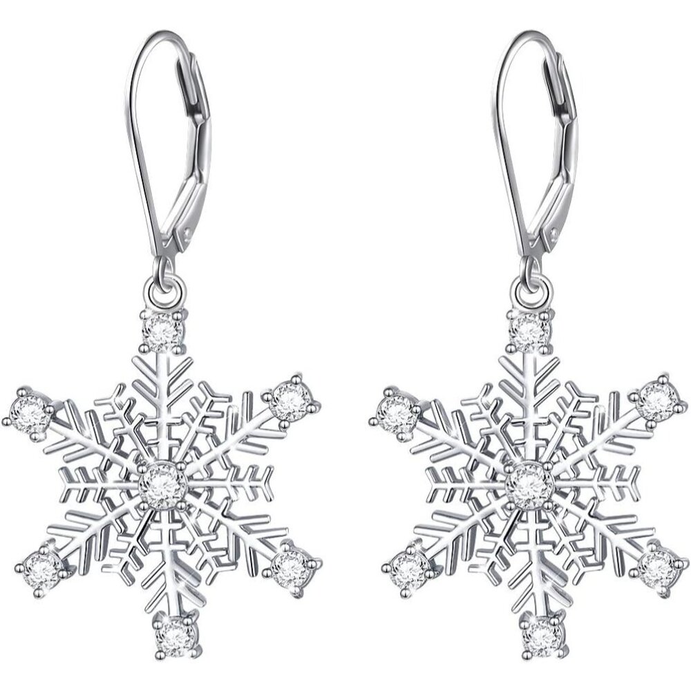 S925 Sterling Silver Snowflake Necklace Earrings Bracelet Ring Set for Women Jew - Picture 1 of 7